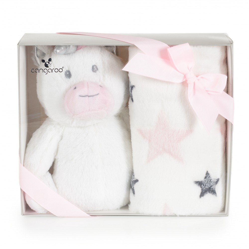 Cangaroo Βρεφική Κουβέρτα Αγκαλιάς με Παιχνίδι Unicorn Stars (90x75cm) 3800146267520

