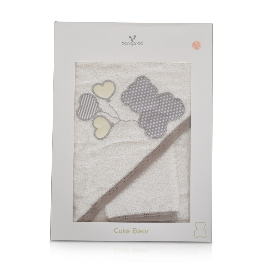 Cangaroo Βρεφικό Μπουρνούζι με Κουκούλα Cute Bear White 3800146271299
