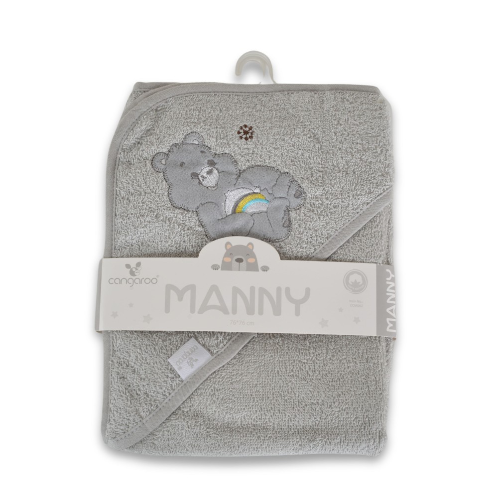 Cangaroo Βρεφική Κάπα-Μπουρνούζι με Κουκούλα Manny Grey 3800146270056
