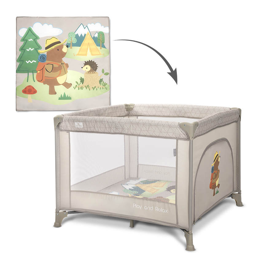 Lorelli Παρκοκρέβατο με Στρώμα 100x100 cm Play N Relax Beige Camping 10080682419
