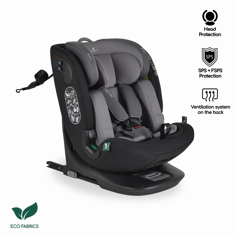 Cangaroo Παιδικό Κάθισμα Αυτοκινήτου Isofix GTS 40-150cm Charcoal Grey 3801005153213