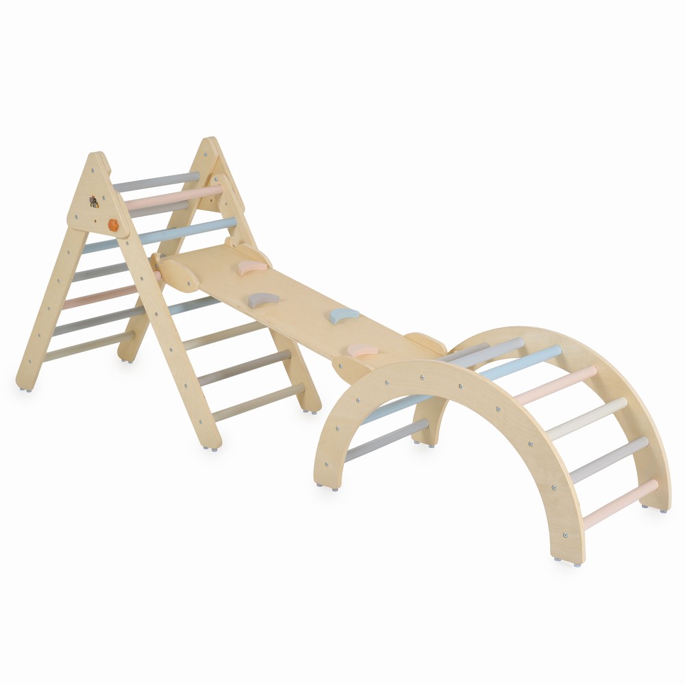 Ξύλινος Πύργος Αναρρίχησης Montessori Pikler 3 Σε 1 BPD730-C Moni Toys 3801005602520