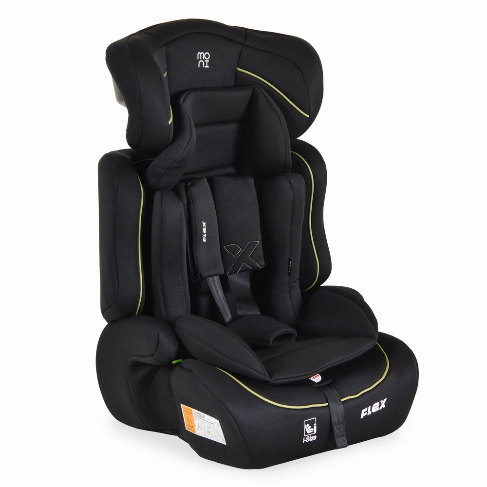 Moni Baby Car Seat Flex 76-150cm Black with Green Line – Παιδικό Κάθισμα Αυτοκινήτου i-Size 9-36kg 3801005153626