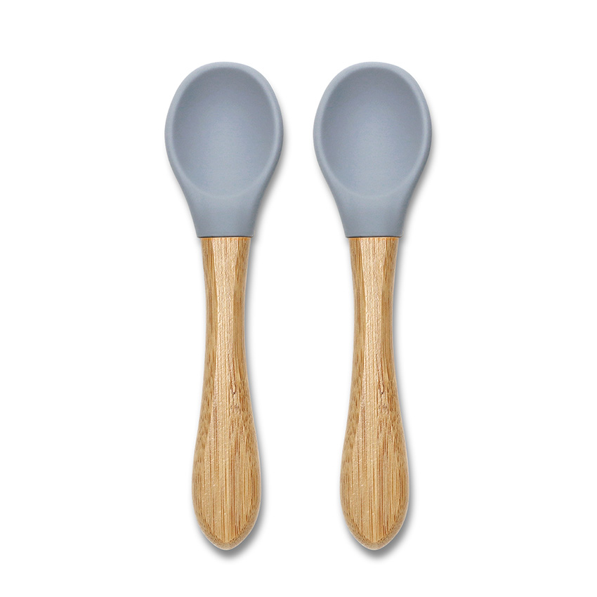 Lorelli Σετ Κουτάλια Φαγητού Silicone & Bamboo 2τμχ – Natural Grey 10230680003