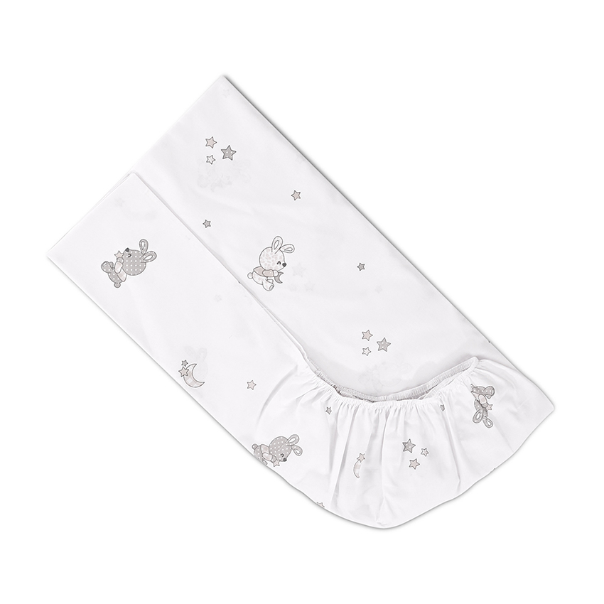 Lorelli Βρεφικό Σεντόνι Κούνιας Βαμβακερό με Λάστιχο Little Rabbits Grey 60×120 εκ. 20051316601
 