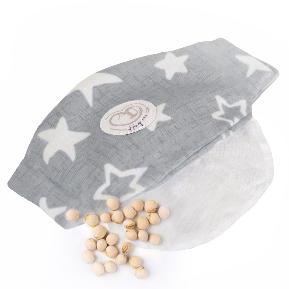 Hugzzz Anti Colic Belt Grey with White Stars 3800146273187 – Βρεφική Θερμική Ζώνη Κατά των Κολικών με Κουκούτσια Κερασιού