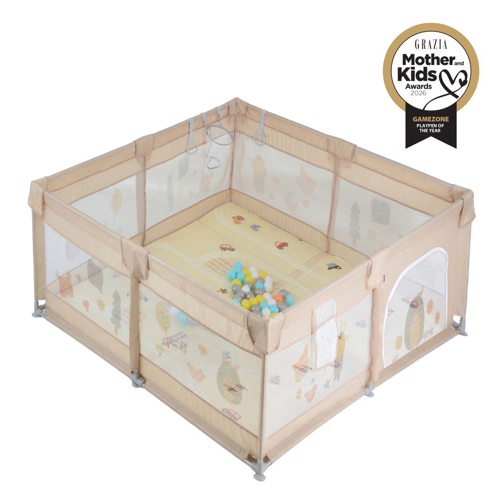 Moni / Cangaroo Playpen GameZone 120x120 Beige 3801005210572 – Πάρκο Μωρού με Αξεσουάρ και Στρώμα 