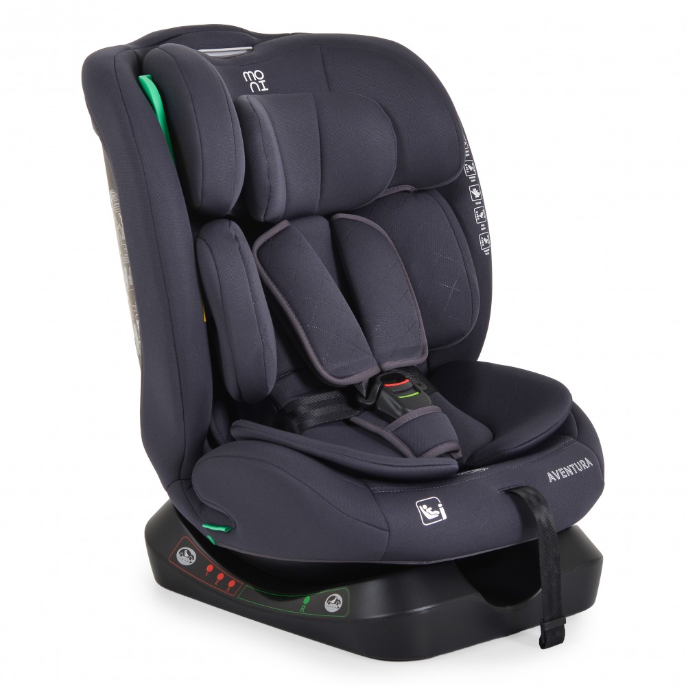 Moni Aventura i-Size Κάθισμα Αυτοκινήτου 40-150cm Grey με Ανάκλιση 4 Θέσεων & Ρυθμιζόμενο Προσκέφαλο 3801005153657