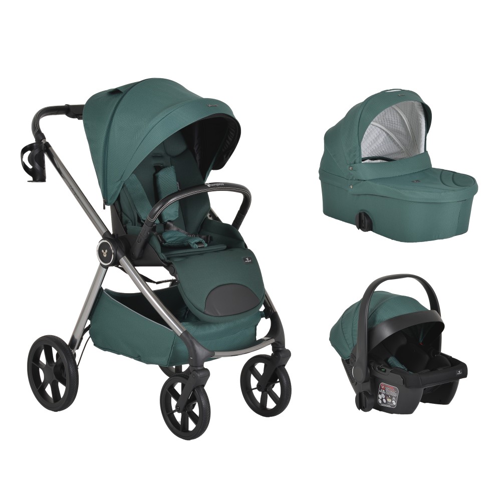 Cangaroo Unique Pine Green Πολυκαρότσι 3 σε 1 με Πορτ Μπεμπέ και Κάθισμα Αυτοκινήτου i-Size 0-22kg 3800146236861
