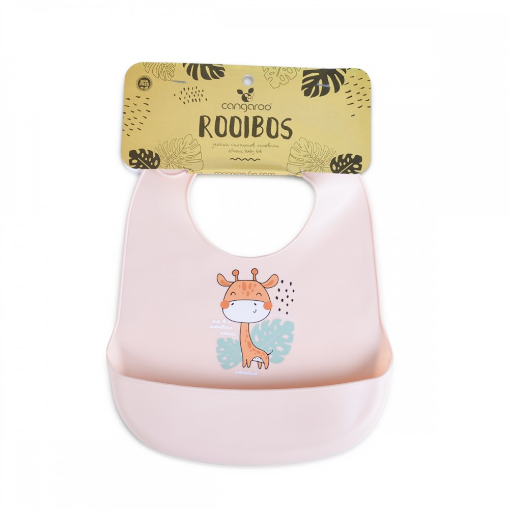 Cangaroo Rooibos Pink Βρεφική Σαλιάρα Σιλικόνης με Τσέπη 4m+ BPA Free 3800146267629