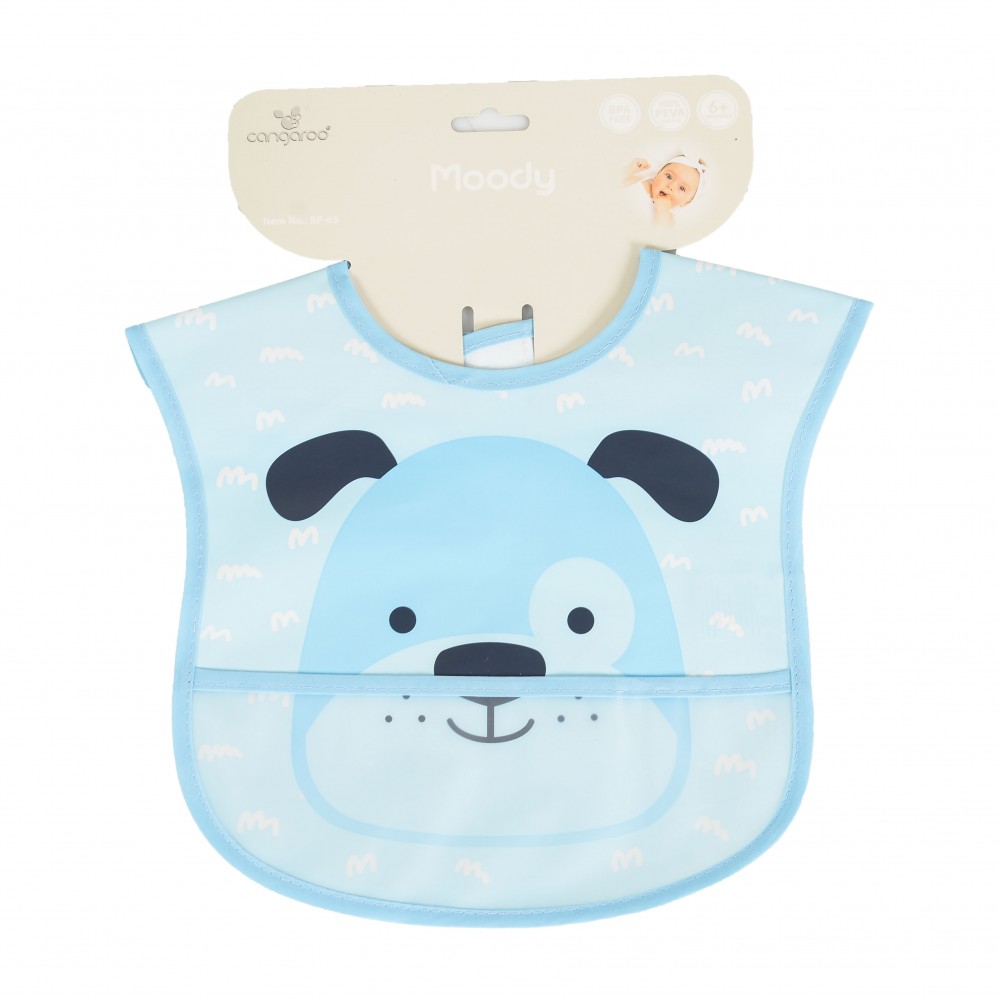 Cangaroo Moody Blue Βρεφική Σαλιάρα με Τσέπη Συλλογής Τροφών 6m+ BPA Free 3800146271503