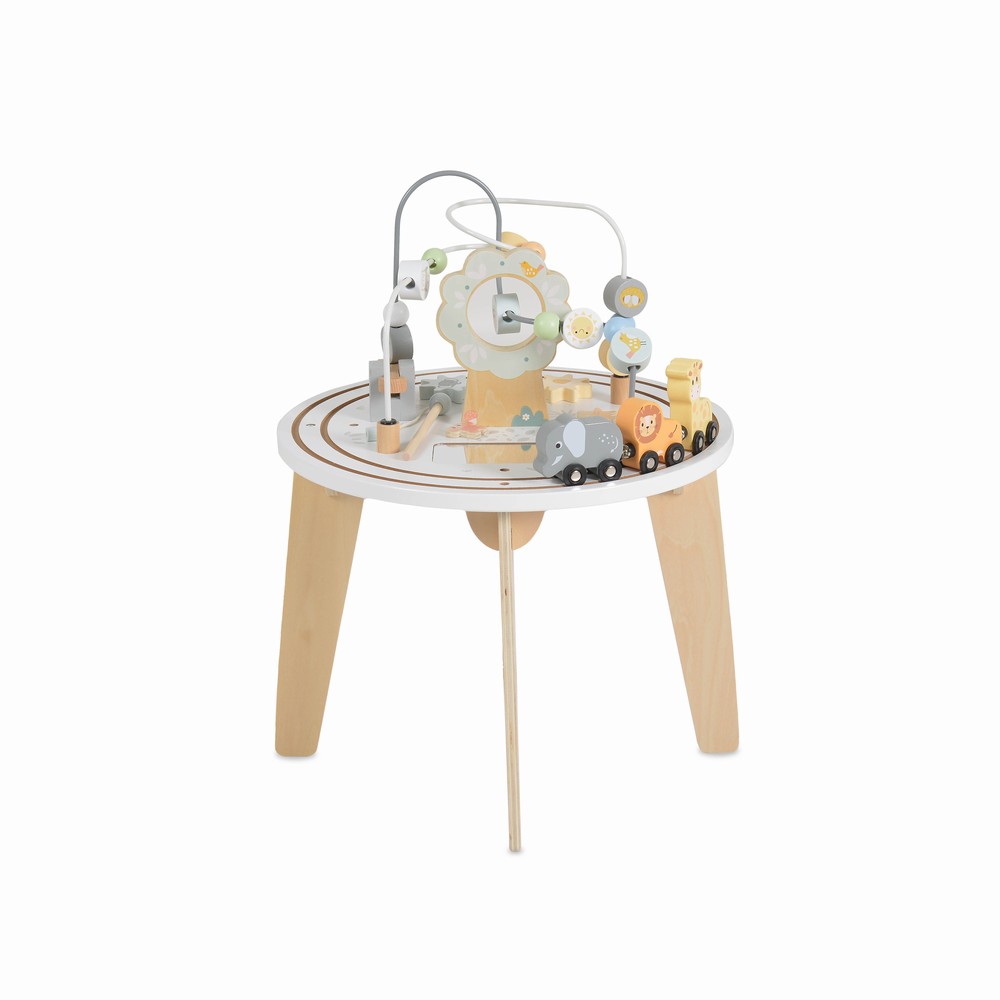112299 Moni Toys W12D626 Ξύλινο Τραπεζάκι Δραστηριοτήτων με Τρενάκι και Λαβύρινθο 12m+ 3801005602025