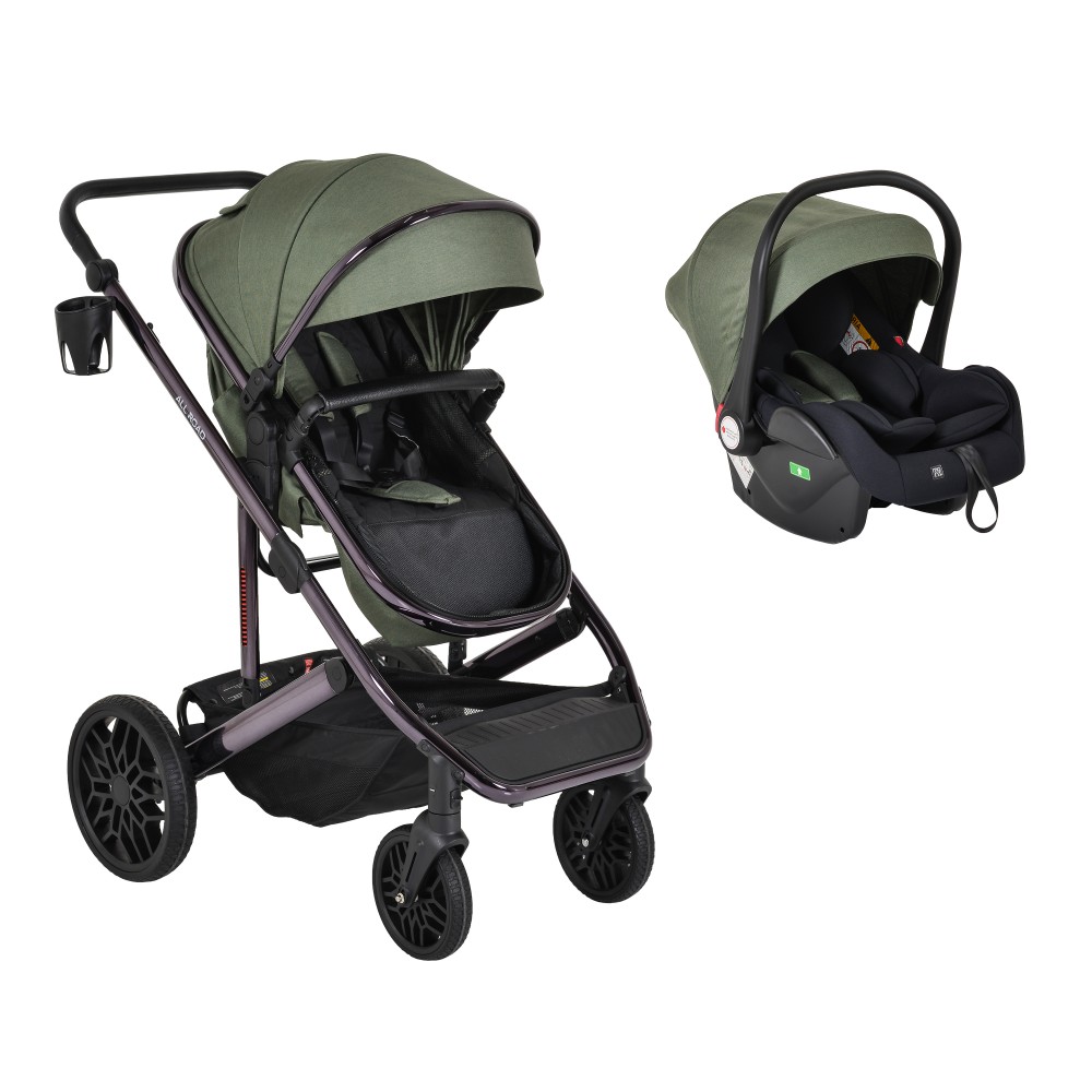 112019 Moni All Road Dark Green Πολυκαρότσι 2 σε 1 Με Κάθισμα Αυτοκινήτου i-Size 0-22kg 3801005100224