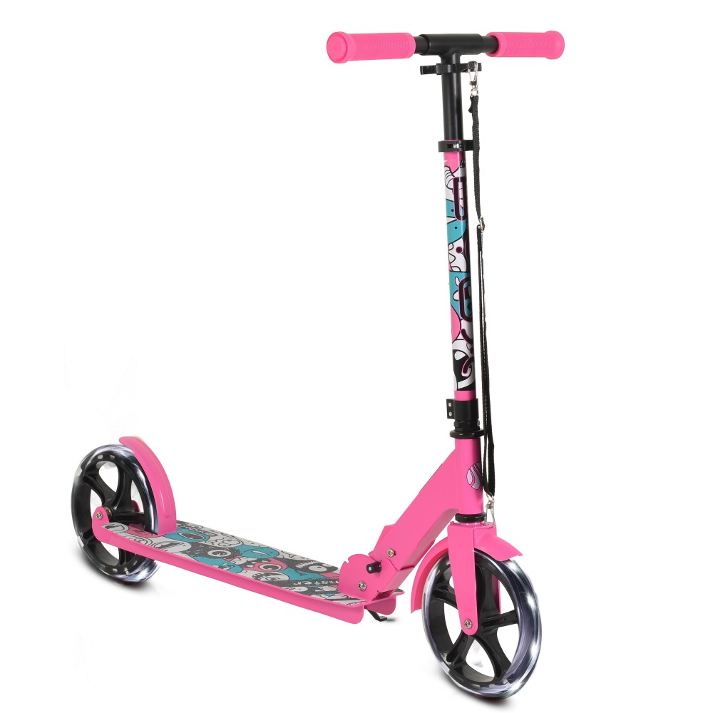 Byox Monster Pink Αναδιπλούμενο Παιδικό Πατίνι 3801005300075 – Scooter με LED Ρόδες, ABEC-7 & Ρυθμιζόμενο Τιμόνι