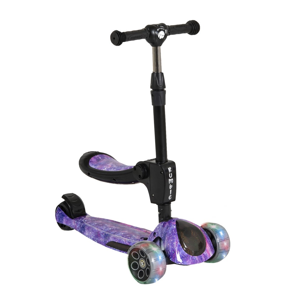 Byox Rumble Purple Dream Παιδικό Πατίνι Τρίτροχο με Κάθισμα 3800146229658 – Scooter με Ήχο, Φώτα & Φωτιζόμενες Ρόδες