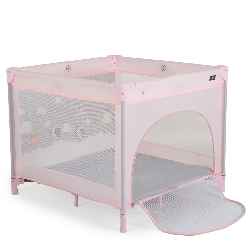 Cangaroo Joyzi Pink Πάρκο Τετράγωνο 90x90x74cm 3801005210541 – Παρκοκρέβατο με Πλαϊνή Είσοδο, Παιχνίδια & Τσάντα Μεταφοράς