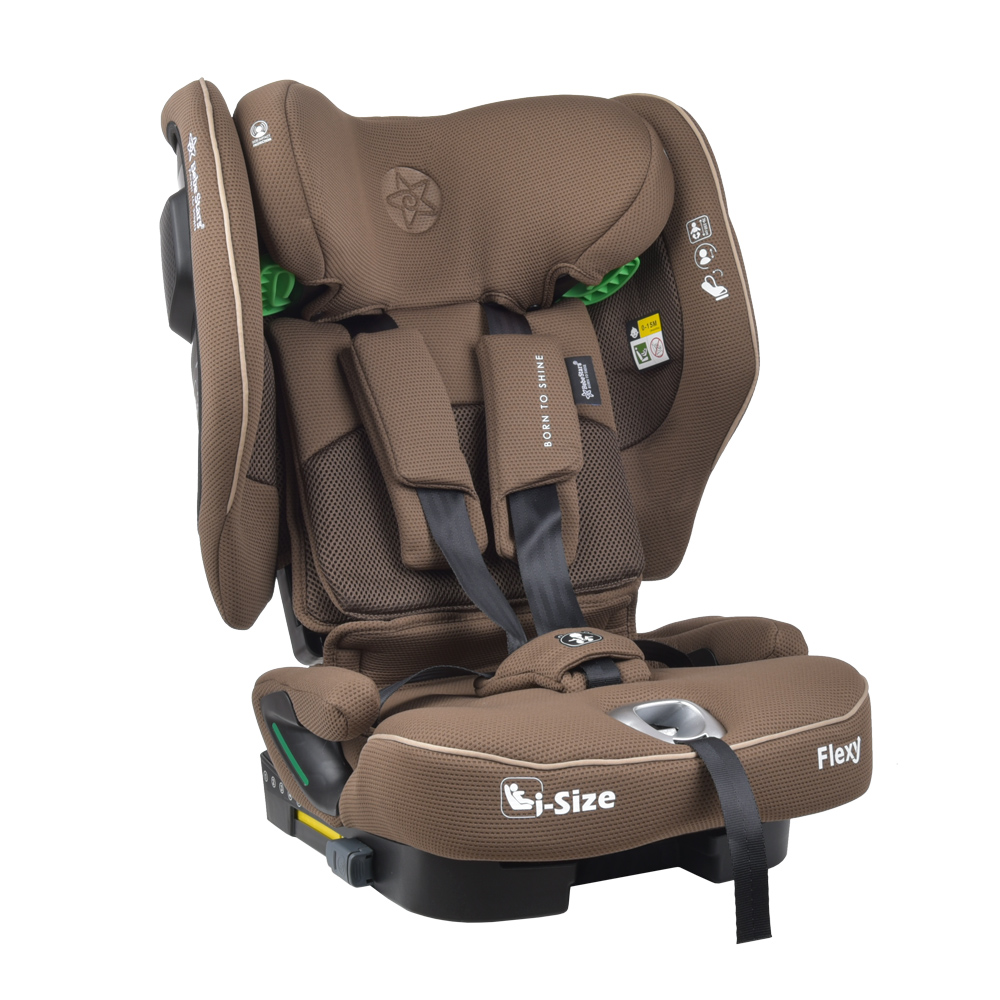 Bebe Stars Flexy Coffee 934-182 Κάθισμα Αυτοκινήτου i-Size 76-150cm με Isofix – Αναδιπλούμενο Παιδικό Κάθισμα με Ηχητική Ειδοποίηση Ασφαλείας
