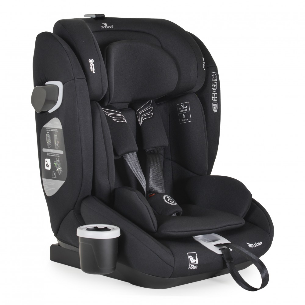 Cangaroo Falcon Pirate Black Κάθισμα Αυτοκινήτου i-Size 76-150cm 3801005152803 – Παιδικό Κάθισμα με SPS, Ζώνη 5 Σημείων & Προσκέφαλο Memory Foam