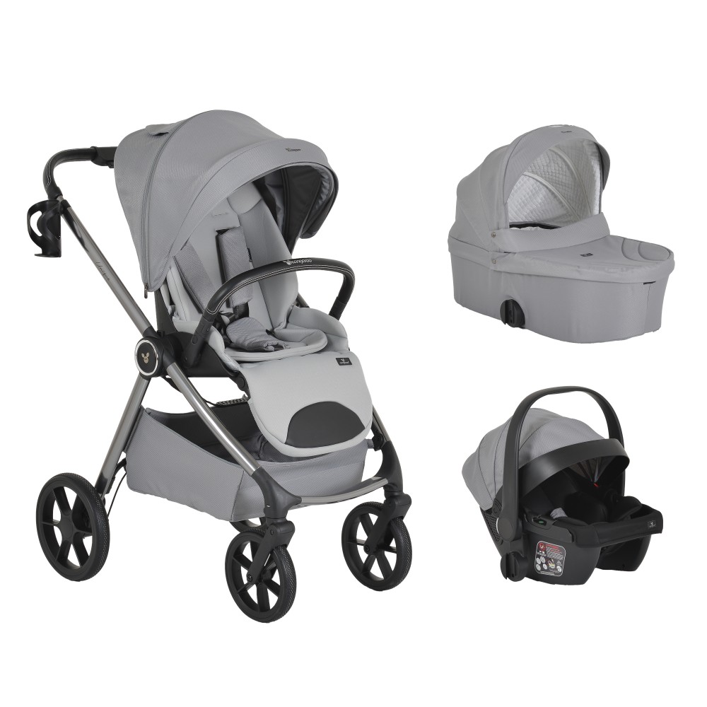 Cangaroo Unique Silver Cloud Πολυκαρότσι 3 σε 1 3800146236878 – Καρότσι Μωρού με Πορτ Μπεμπέ & Κάθισμα Αυτοκινήτου i-Size 40-87cm
