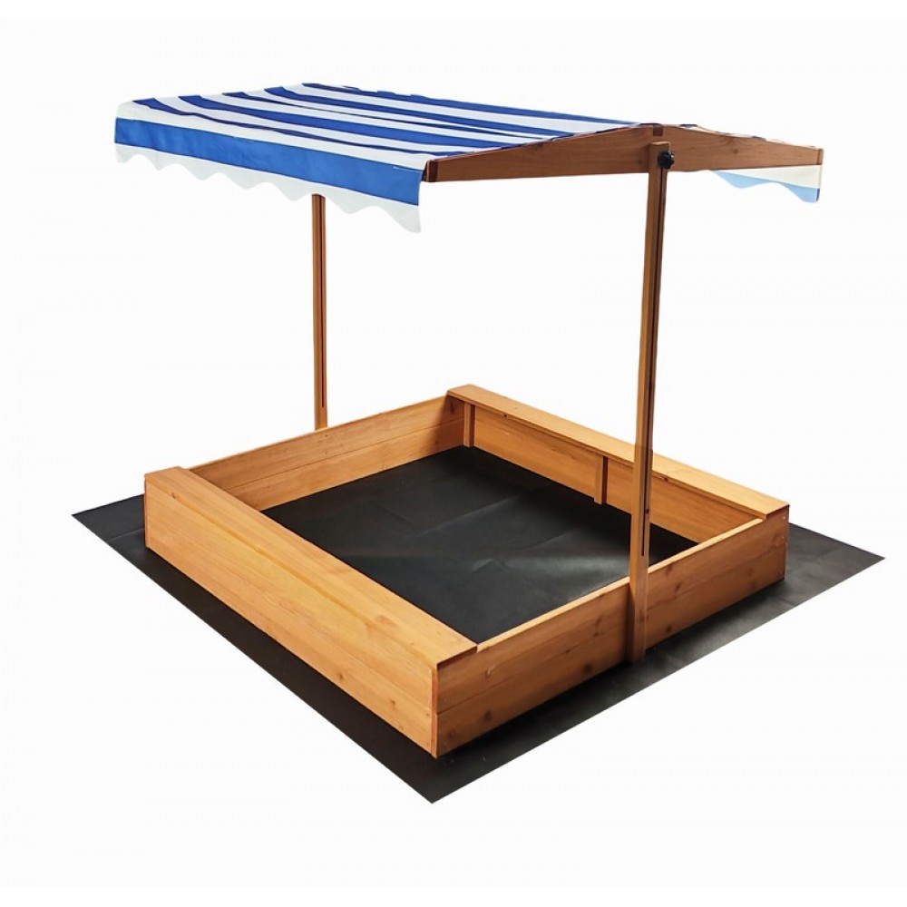 Moni Garden BPS752 3801005602933 Ξύλινη Αμμοδόχος 120x120cm με Ρυθμιζόμενη UV Τέντα – Παιδικό Κουτί Άμμου Εξωτερικού Χώρου
