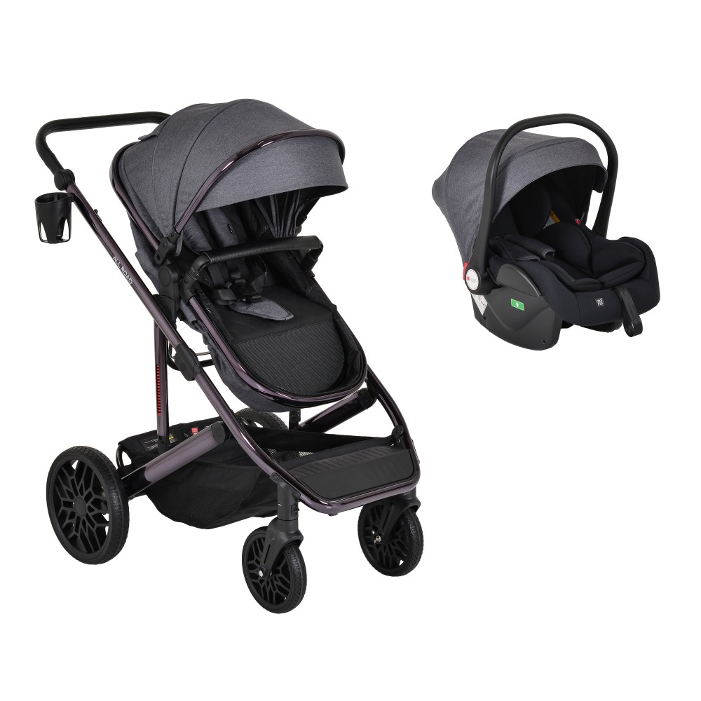 Moni All Road Grey 3801005100231 Πολυκαρότσι 2 σε 1 με Κάθισμα Αυτοκινήτου – Μετατρεπόμενο Καρότσι από Νεογέννητο έως 22kg