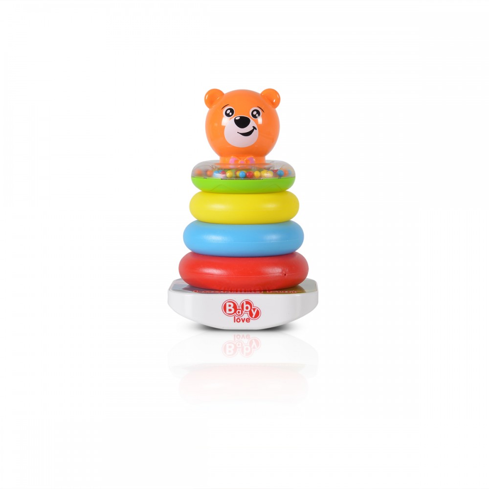 Moni Toys Bear and Deer Rings 35785 Εκπαιδευτικοί Κρίκοι Πυραμίδα 6m+ – Κωδ. 3800146261276