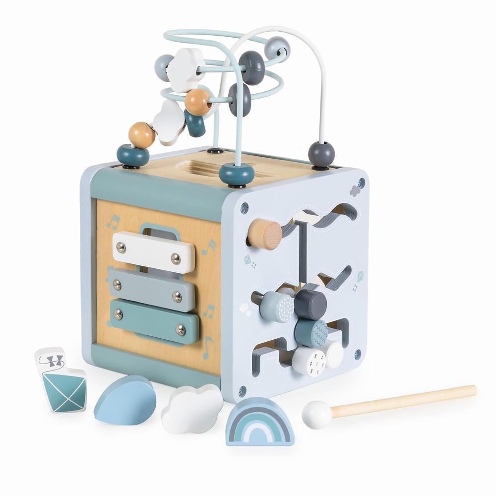 Moni Toys W11B316 Blue Ξύλινος Κύβος Δραστηριοτήτων με Ξυλόφωνο 3+ – Κωδ. 3801005602360