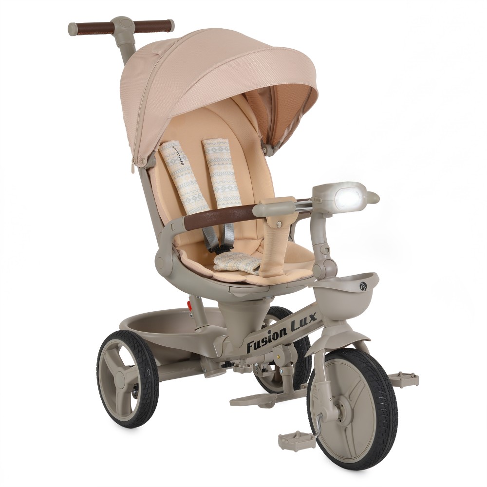 Byox Fusion Lux Beige Τρίκυκλο Ποδηλατάκι με Σκίαστρο & Λαβή Γονέα 5m+ έως 25kg – Κωδ. 3800146232078